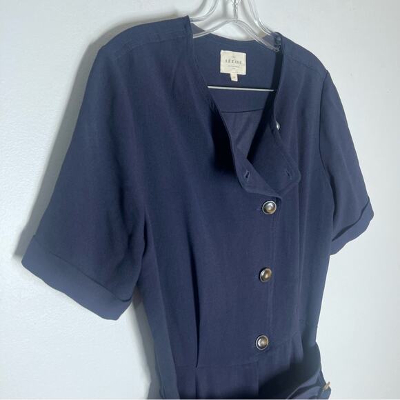 Sézane Uma Belted Jumpsuit Navy Blue Tailored Wide Leg Size 40 US L - Picture 8 of 9